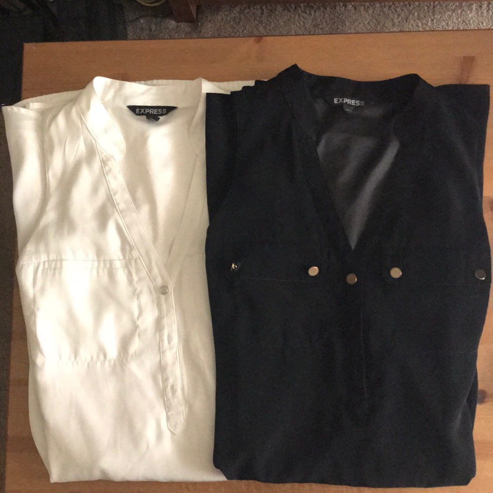 Express White and Black Shirt Dresses